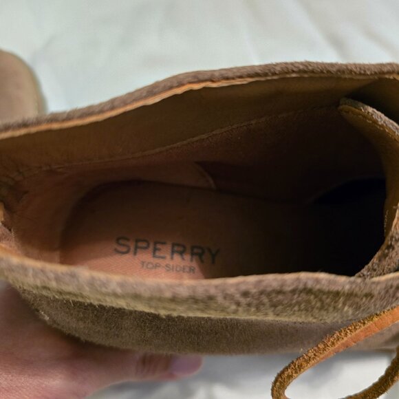 Sperry Top Sider Women's Celeste Prow Suede Bootie Taupe Tan Leather 8.5M. - Picture 13 of 14